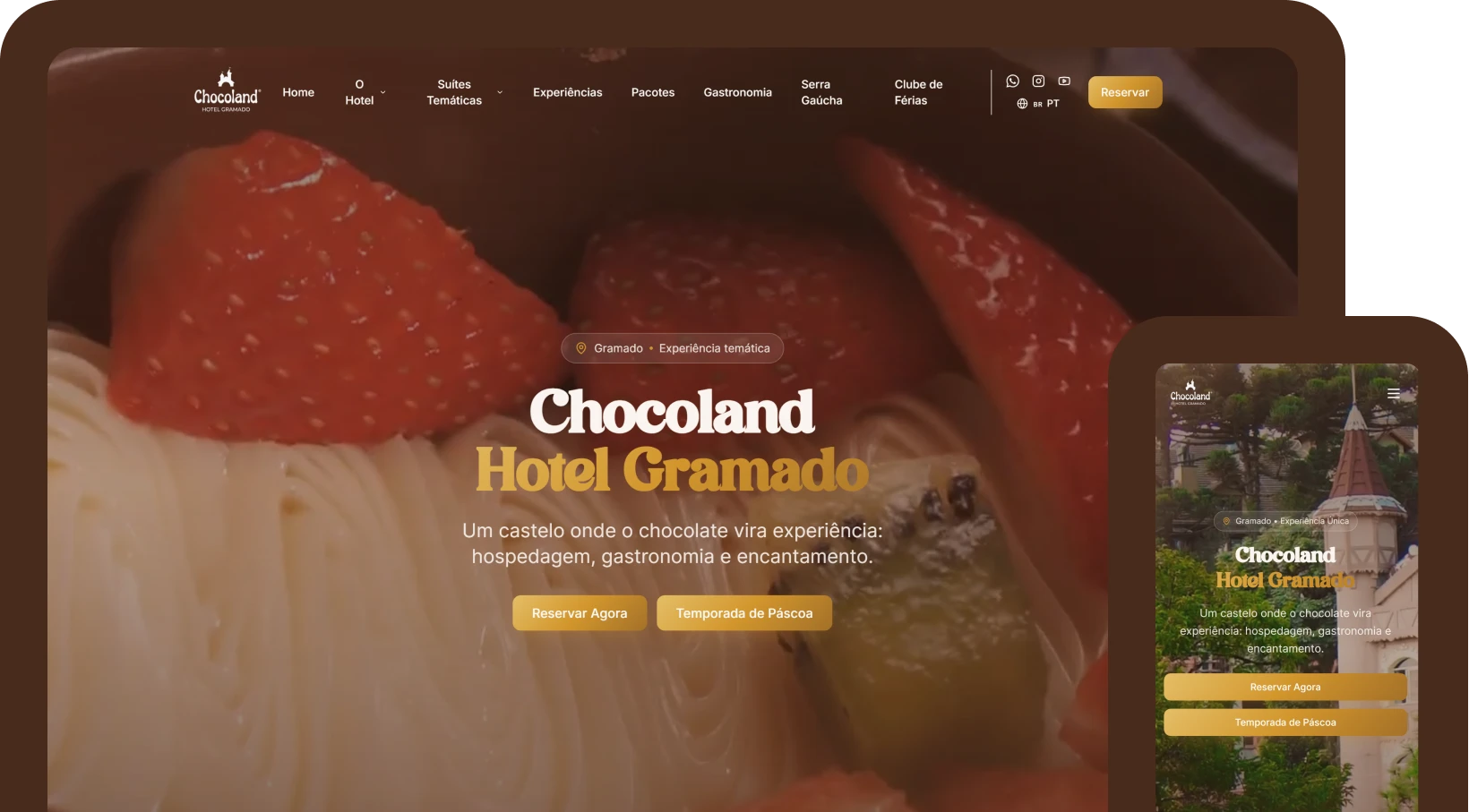 Mockup do projeto Chocoland — site institucional